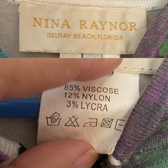 Nina Raynor multicolored embellished zipped stretched cardigan sz M - Picture 5 of 5